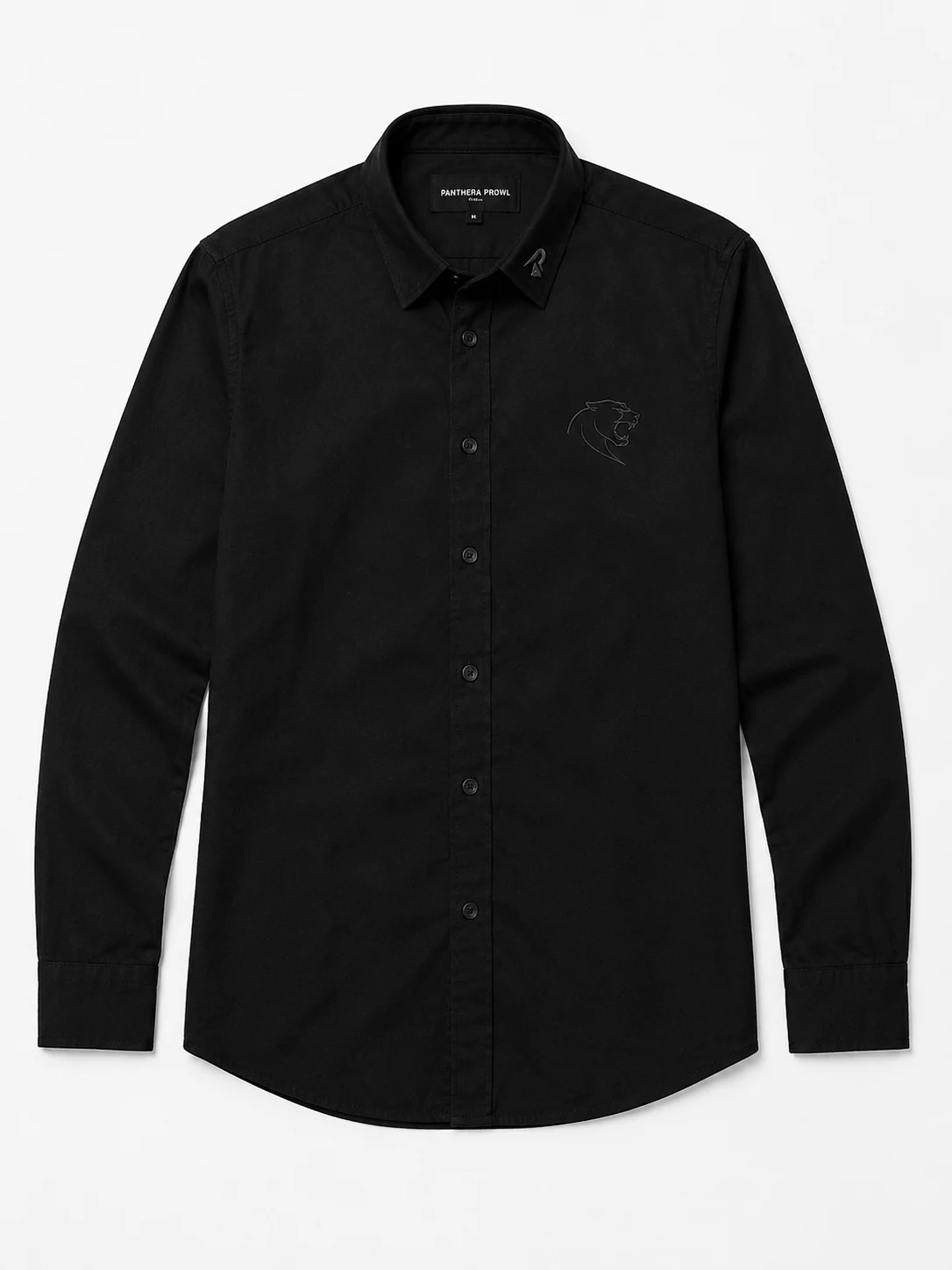 Obsidian Stealth Panther Tailored Shirt — model and flat view